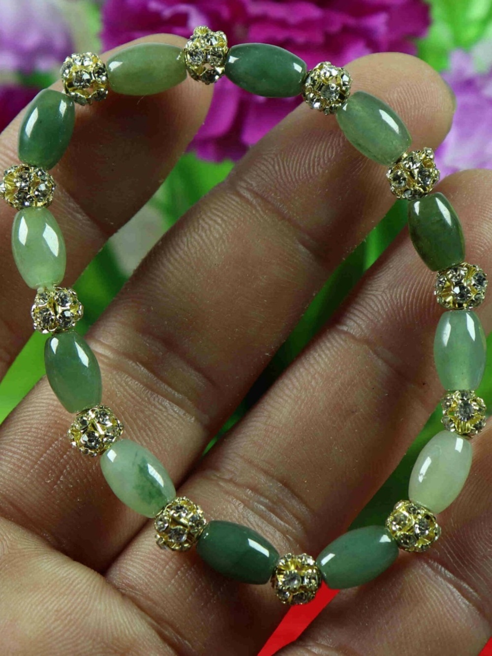10*6*6mm Bead Cert'd Vivid Green 100% Natural A Jade Jadeite Bracelet